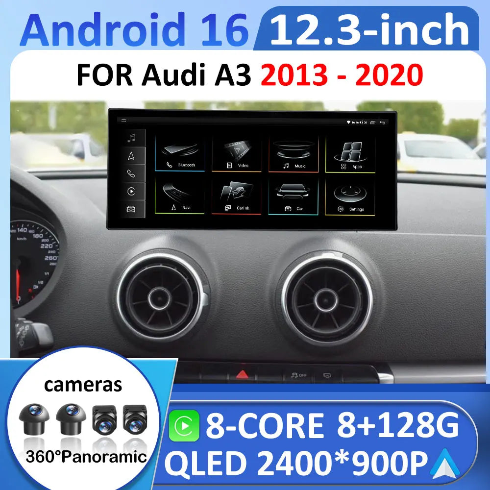 8 Core Android 16 Car Radio Stereo Player For Audi A3 2013 2014 - 2020 Carplay WIFI 4G 8+1 | AUTOKITSHOP