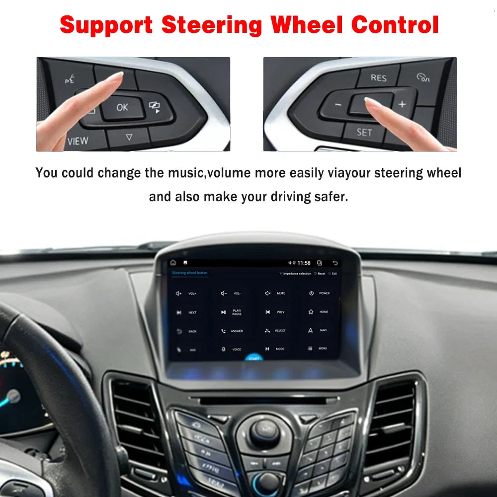 Android 16 Car Radio For Ford Fiesta MK6 MK7 2008 - 2019 GPS Navigation Android Auto Carpl