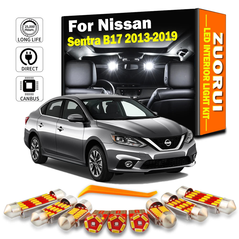 6-Piece LED Interior Light Kit for Nissan Sentra B17 - Canbus Error-Free Bulbs | AUTOKITSHOP