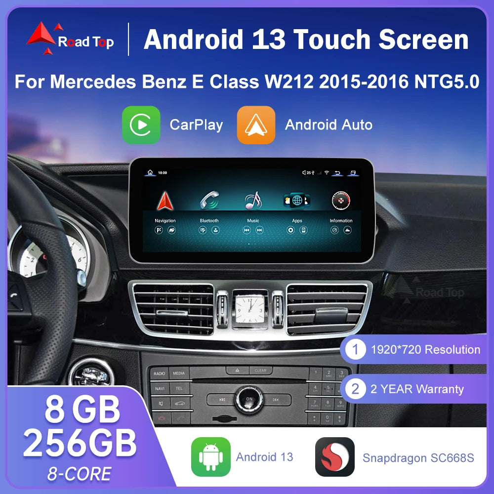 Android 13 Radio Navigation Screen for Mercedes Benz E Class W212 2015-2016 NTG5.0 Head Un