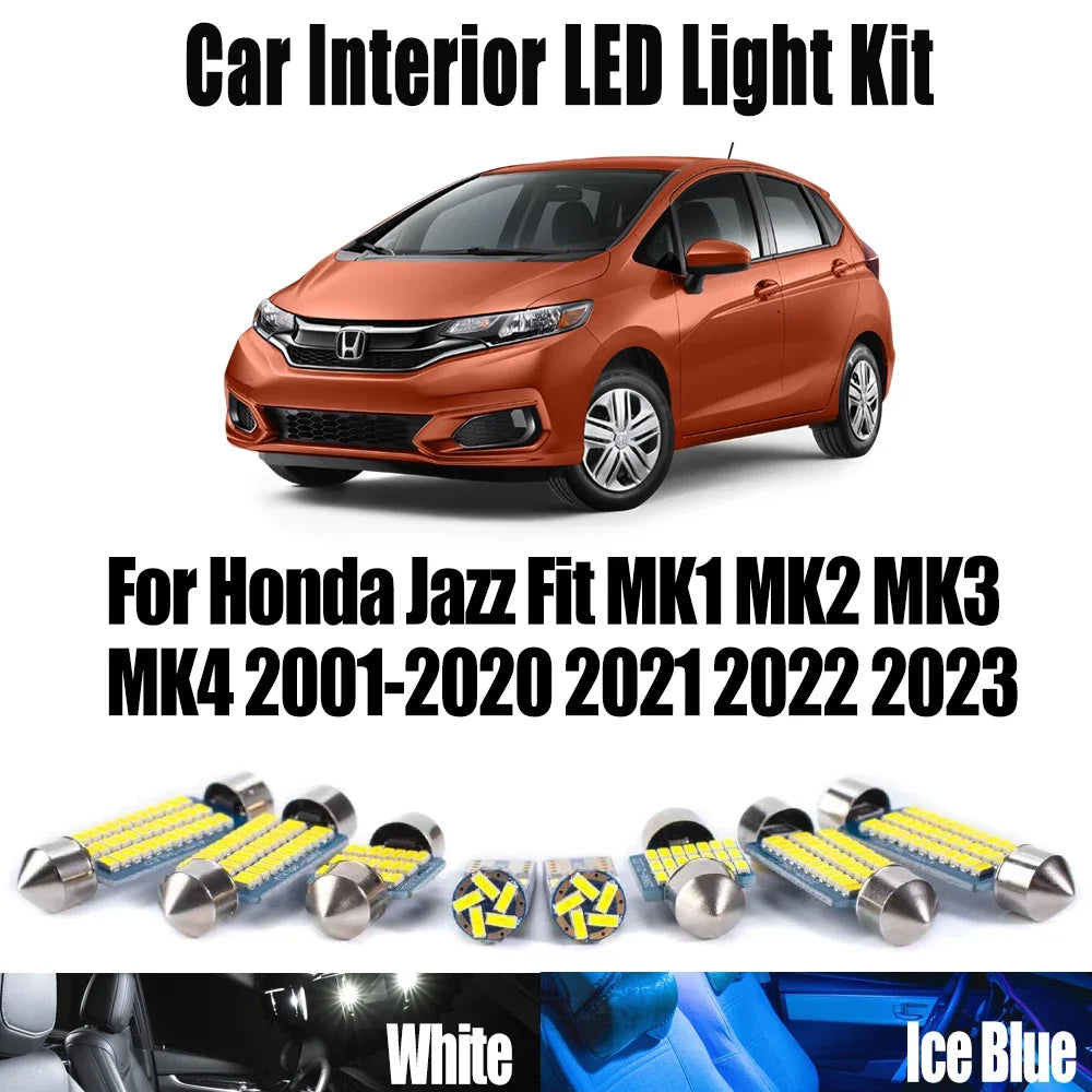 LED Interior Light Kit for Honda Jazz Fit MK1 MK2 MK3 MK4 2001- 2021 - Canbus Dome Map Door Trunk Bulbs | AUTOKITSHOP