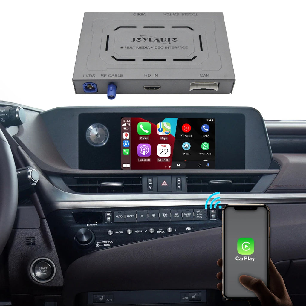 Wireless CarPlay Android Auto Interface Kit for Lexus 2016-2020 ES NX RX UX - Mirror-Link AirPlay Support Cam Retrofit