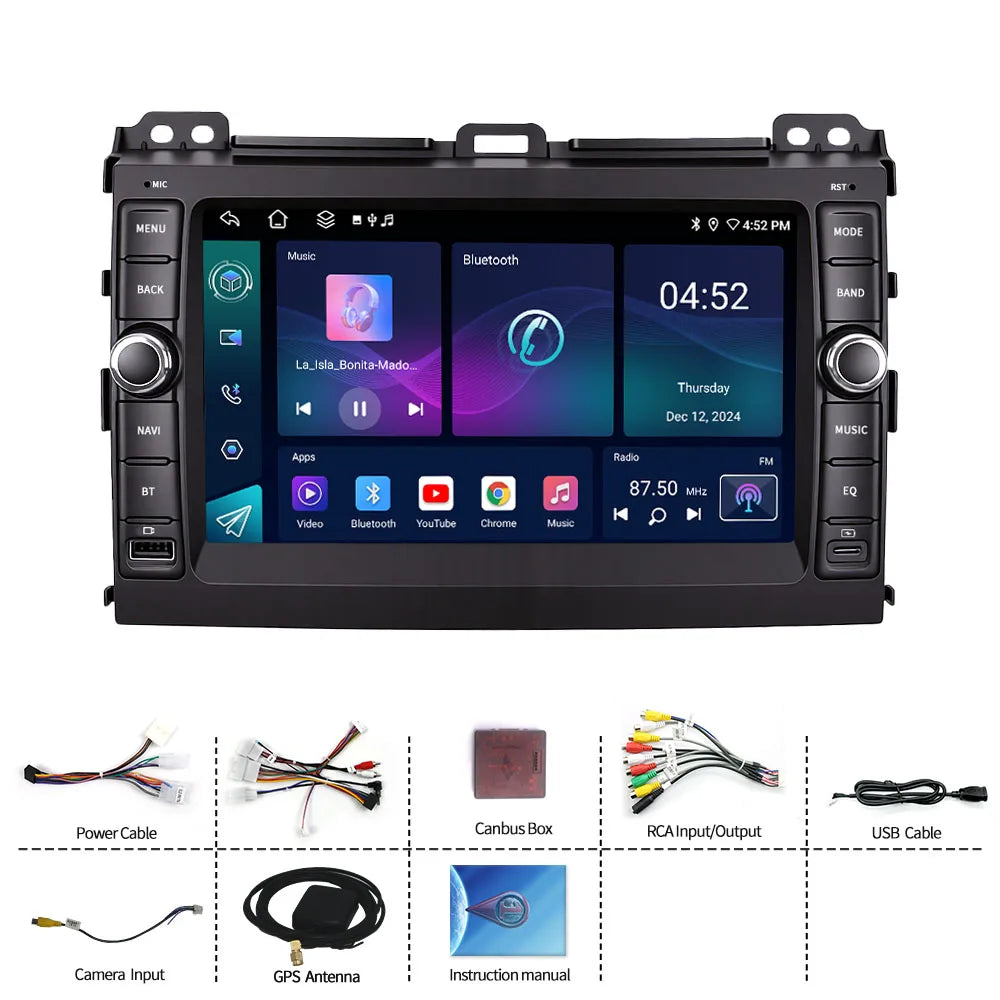 8" Android Car Radio GPS Type-C Wireless CarPlay Auto Android Auto for Toyota Dominance 2002-2009 - Bluetooth Steering C