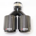 1Piece Exhaust Tip Real Carbon Fiber Black Stainless Steel Double Tail End Pipe Exhaust System f - Automotive LED Light