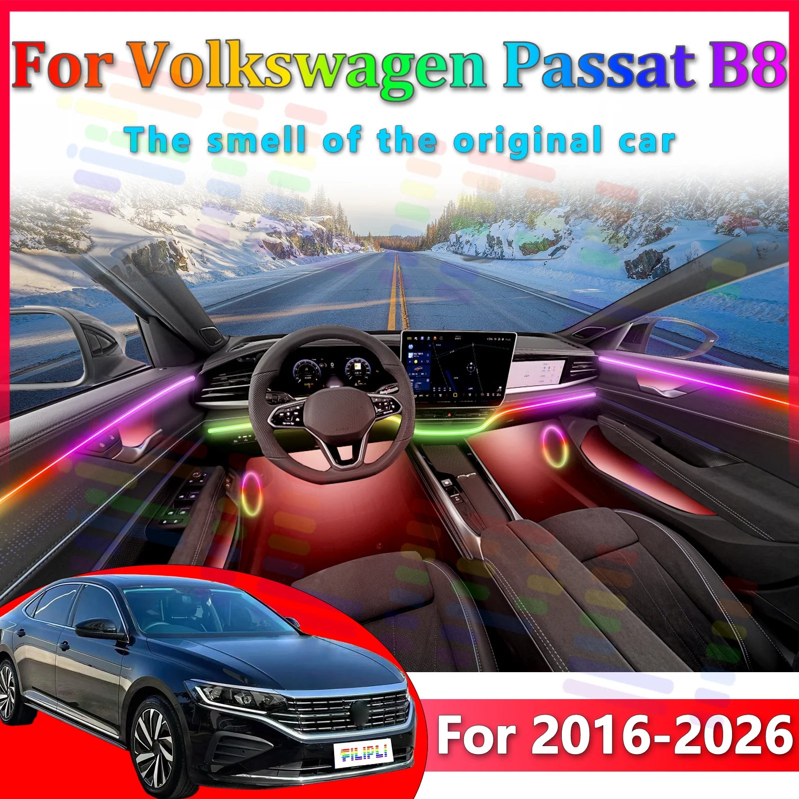 For VW Passat B8 2016-2026 Premium Concealed LED Car Interior Ambient Lamp RGB Mobile APP-Control... | AUTOKITSHOP