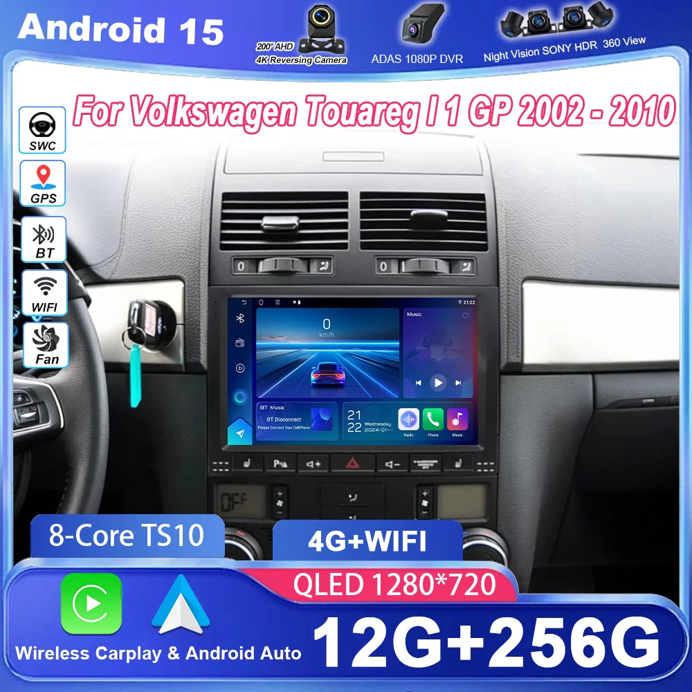 Android 15 Car DVD Carplay For Volkswagen Touareg I 1 GP 2002 - 2010 Auto Radio Stereo GPS