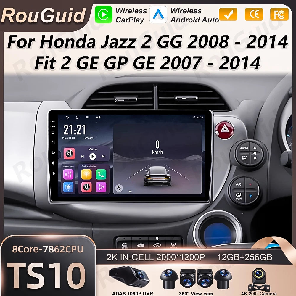 Android 16 Car Radio For Honda Jazz 2 GG 2008 - 2014 Fit 2 GE GP GE 2007 - 2014 Multimedia | AUTOKITSHOP