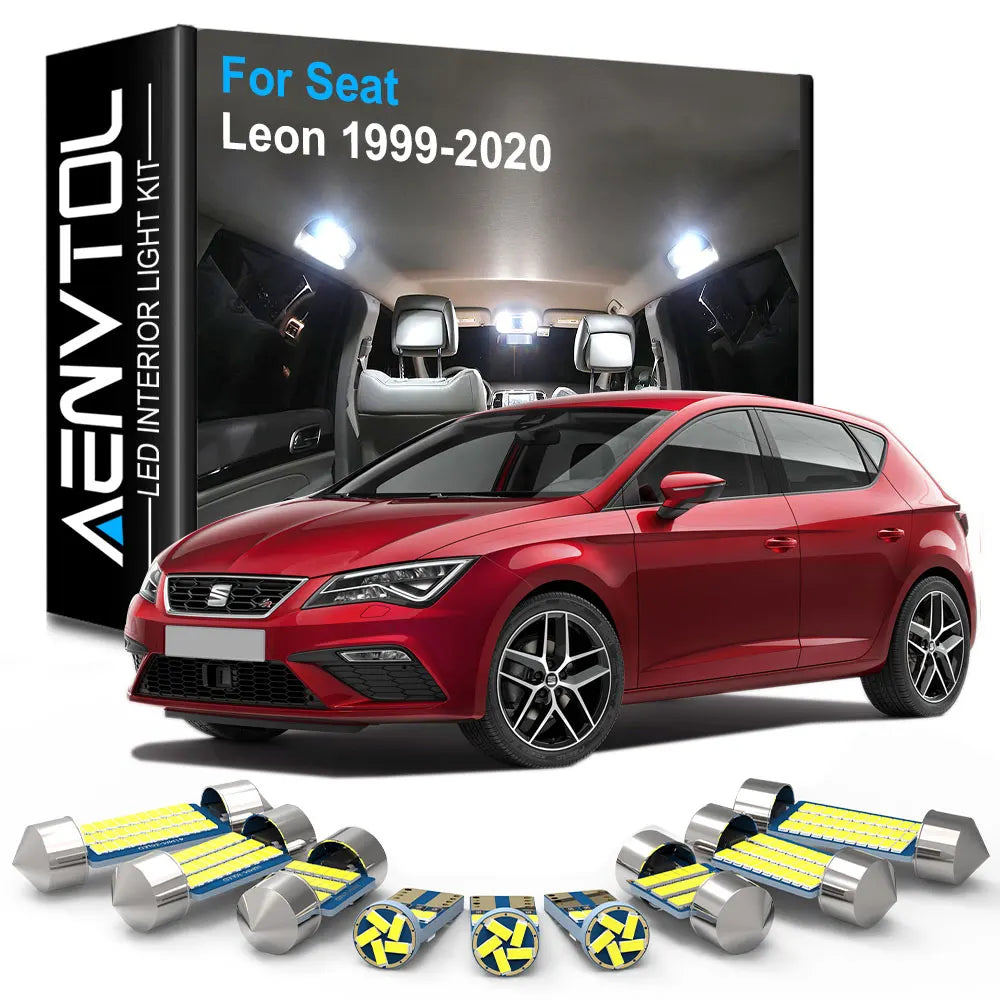 LED Interior Light Kit for Seat Leon MK2 MK3 MK1 1M 1P 5F 1999-2003 - Canbus Dome Map Door Trunk Bulbs | AUTOKITSHOP