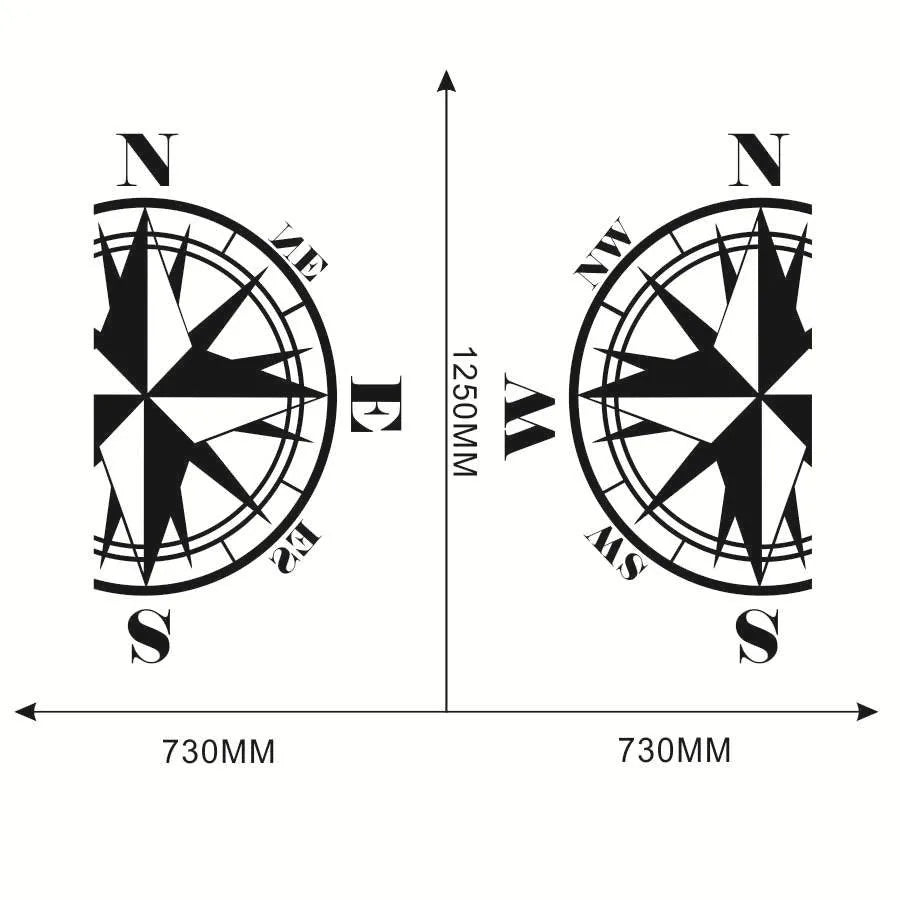 1 pair Black off road compassgraphic vinyl car sticker for pickup accessories 73x125cm