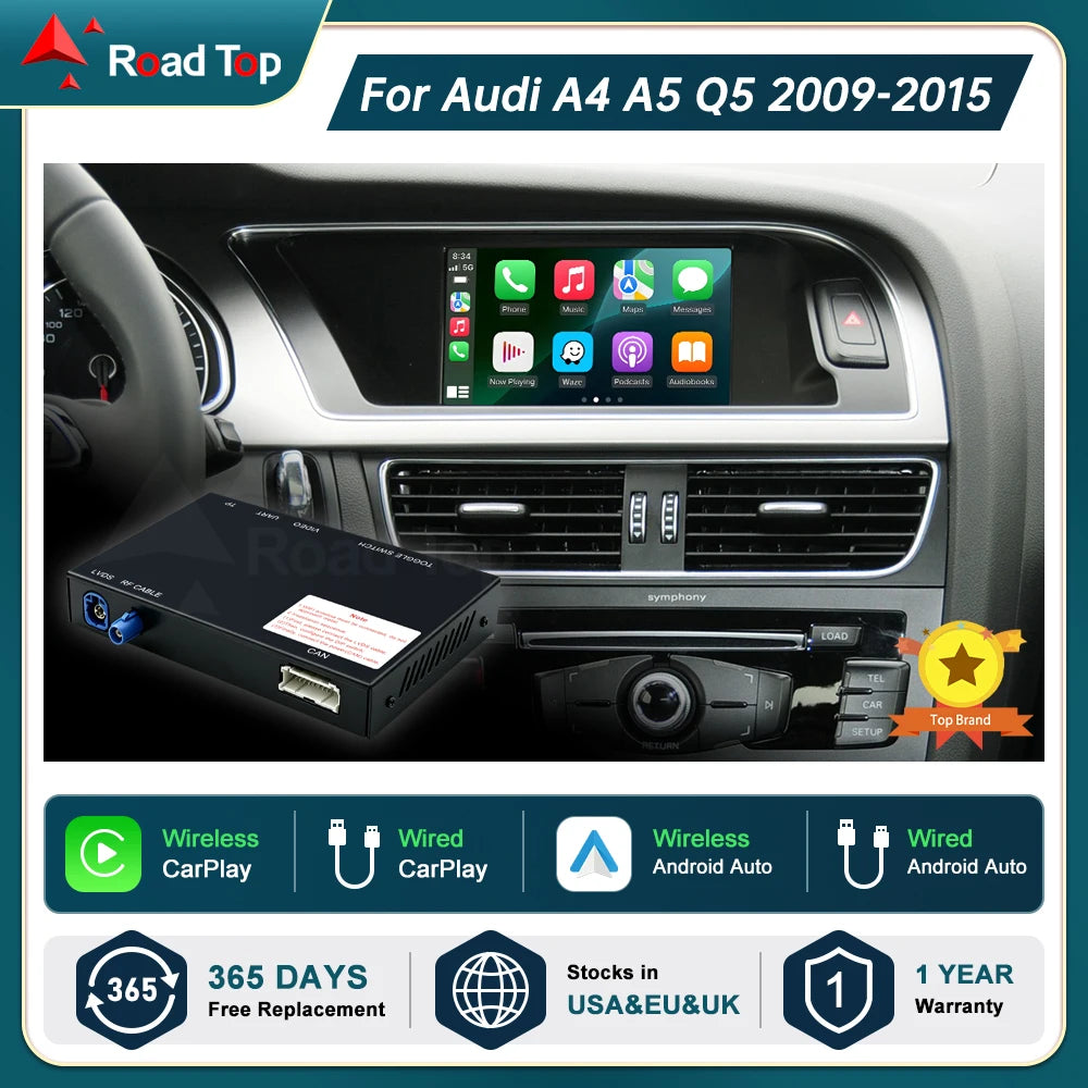 CN Wireless CarPlay Android Auto RoadTop Linux Module for Audi A4 A5 Q5 B9 2009-2017 with