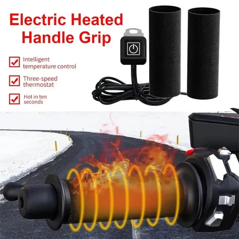 Winter Motorcycle Electric Heating Handle Grip 12V Intelligent Heated Handlebar Grip Cover With  - Automotive LED Light