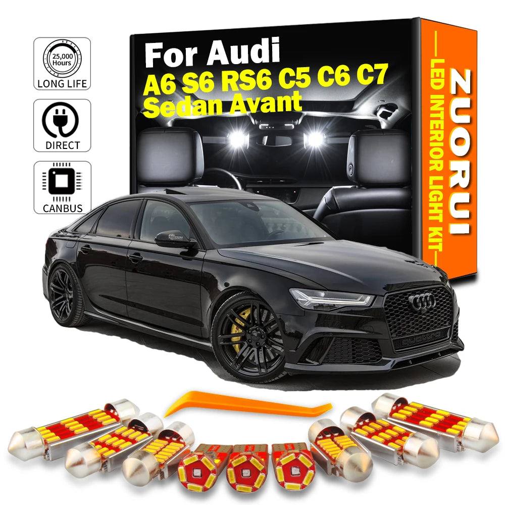 LED Interior Light Kit for Audi A6 S6 RS6 C5 C6 C7 - Canbus Error-Free Bulbs | AUTOKITSHOP