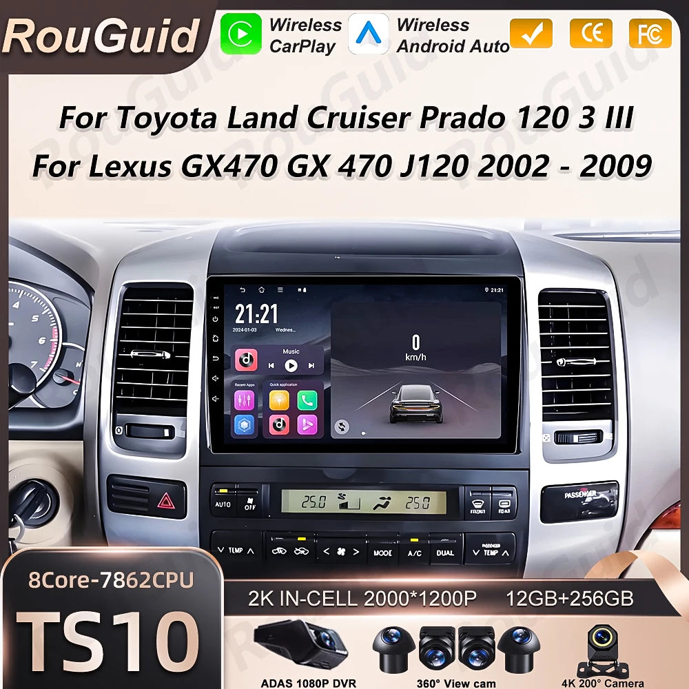 Android Auto Car Radio For Toyota Land Cruiser Prado 120 3 For Lexus GX470 GX 470 J120 200 | AUTOKITSHOP