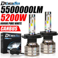5500000LM 5200W H7 H4 LED Headlight CANBUS H11 H8 H9 H1 9005 HB3 9006 HB4 9012 HIR2 Turbo
