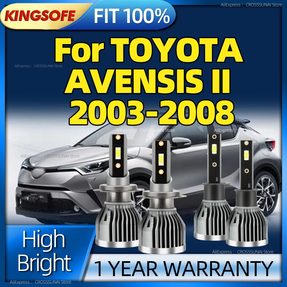 2/4Pcs LED Car Headlight 28000LM 6000K Lamp H1 H7 Auto Bulbs with Fan For TOYOTA AVENSIS I