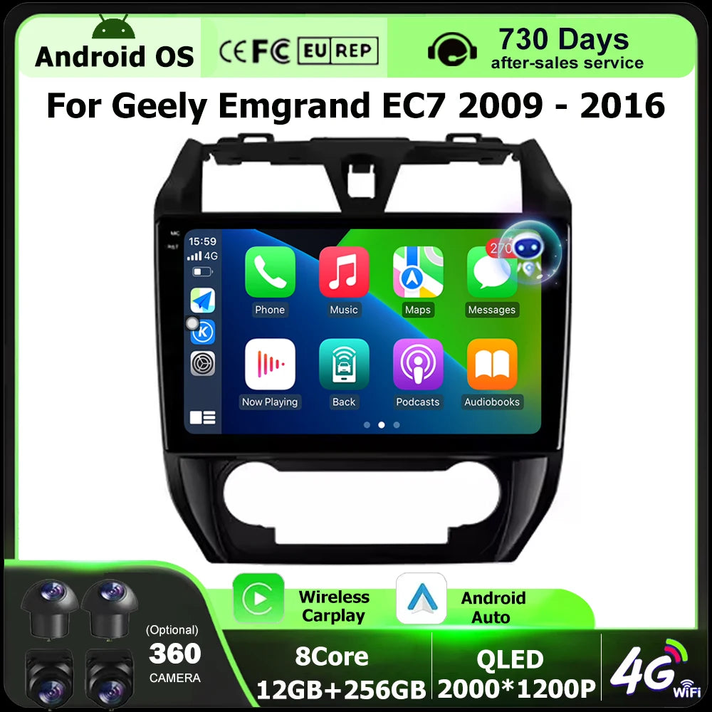 Android 16 Auto For Geely Emgrand EC7 2009-2016 Car Radio Multimedia Video Player GPS Navi