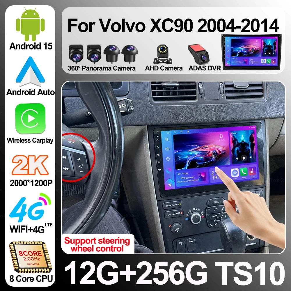Android 16 For Volvo Xc90 2004-2014 Car Radio Wireless Carplay Multimedia Video Player Uni | AUTOKITSHOP