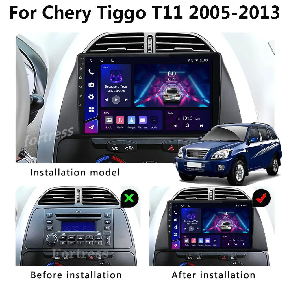 Android 16 Head Unit For Chery Tiggo T11 2005 - 2013 Carplay Auto Car Radio Multimedia Vid