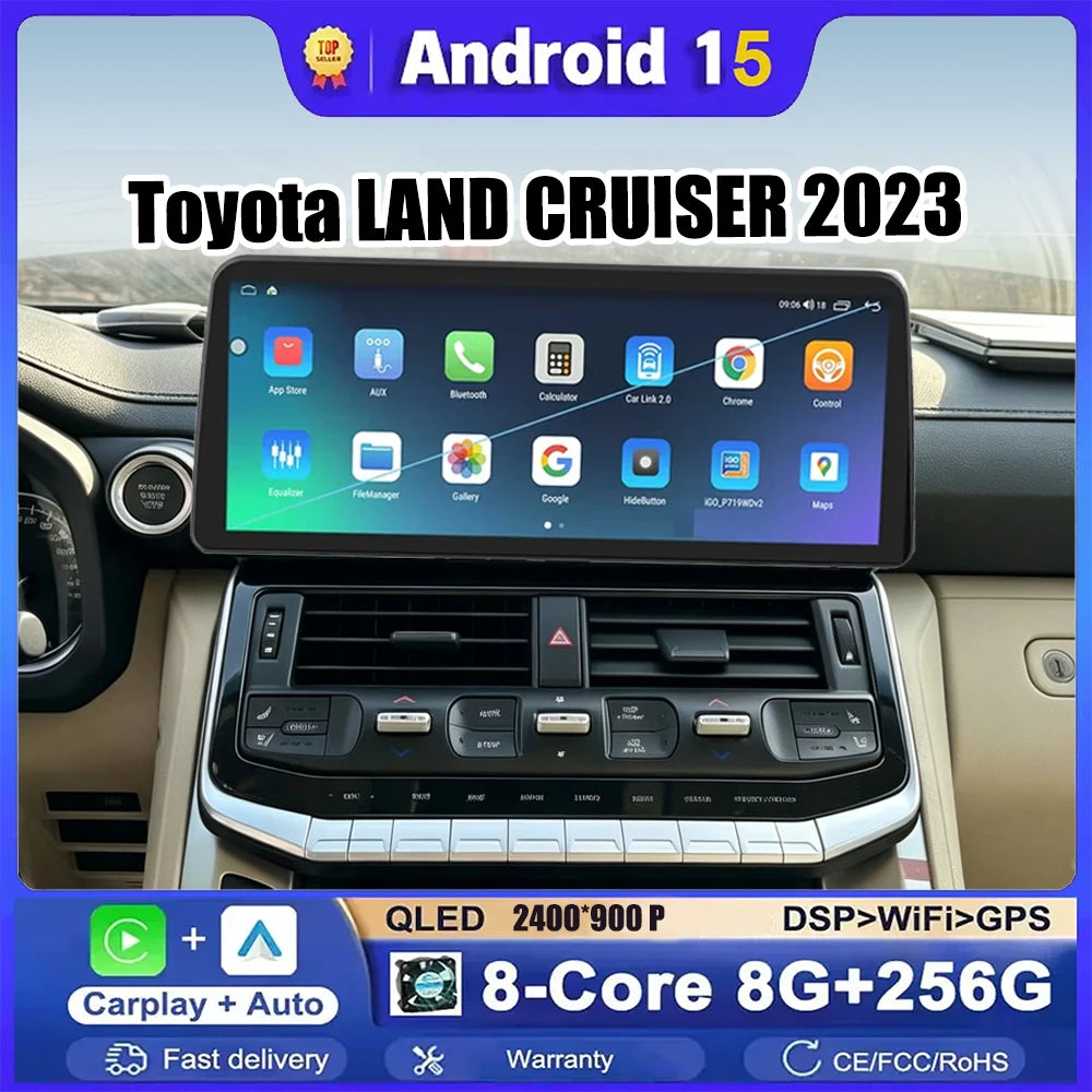 12.3 inch 2400*900 Android 15 Toyota LAND CRUISER 2023 Multimedia Car GPS Navigation Radio | AUTOKITSHOP