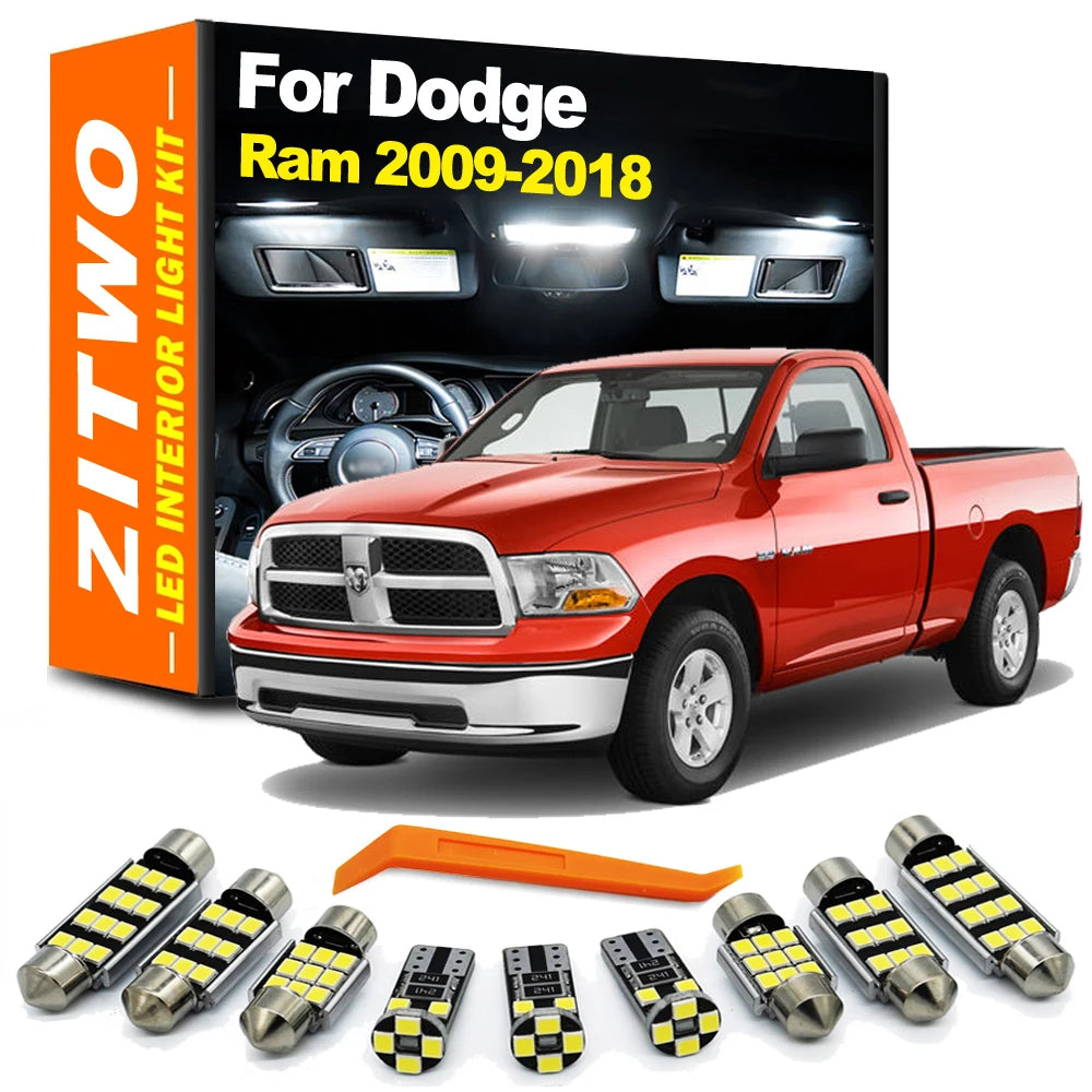 ZITWO 13Pcs For Dodge Ram 1500 2500 3500 4500 2009- 2016 2017 2018 Car LED Bulb Interior Light Sun Visor Lamp Kit Accessories