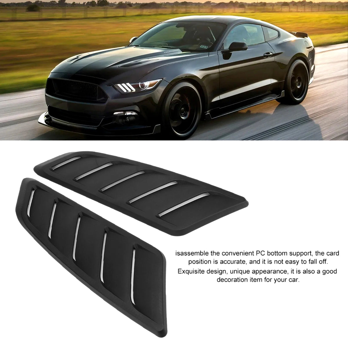 Car Auto Modification Hood Bonnet Vent Cover Fit for Ford Mustang 2015-2017 Bonn for Ford 2015-2017 - Automotive LED Lig