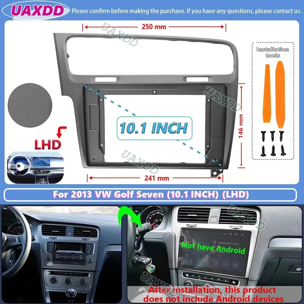 For 2013+ VW Golf Seven 10.1inch 2 Din Car stereo radio Android frame panel fascia cable v