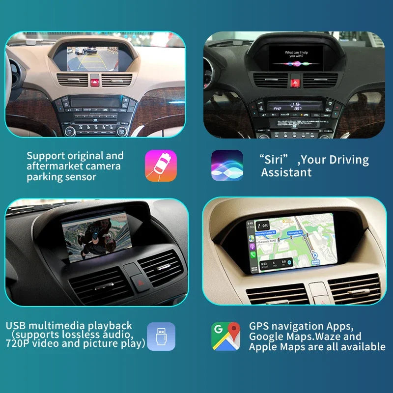 Wireless Carplay For Acura MDX YD2 2007-2013 Single Screen Android Auto Newest TV AI BOX R