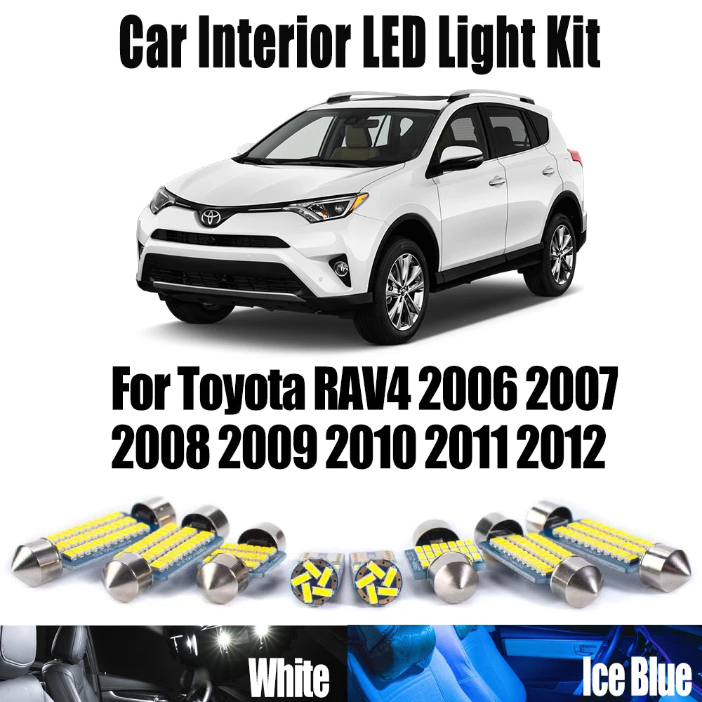 10-Piece LED Interior Light Kit for Toyota RAV4 2006- 2010 - Canbus Dome Map Door Trunk Bulbs | AUTOKITSHOP