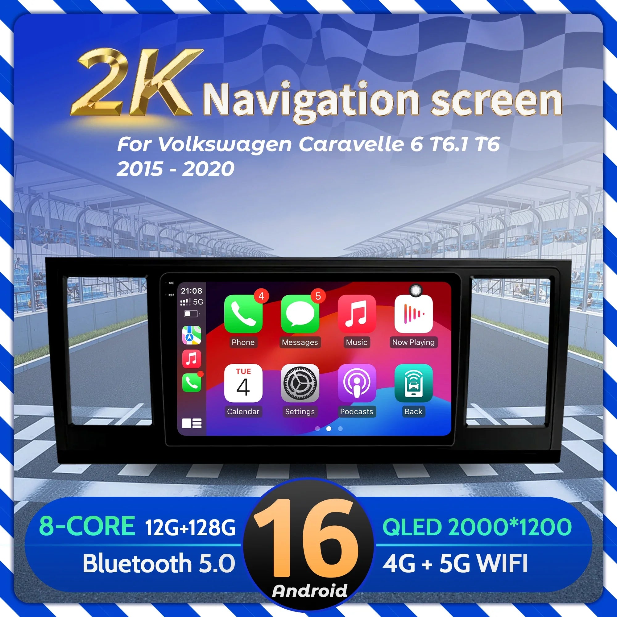 9 inch Car Radio Android 16 For Volkswagen Caravelle 6 T6.1 T6 2015-2020 BT Carplay Multim