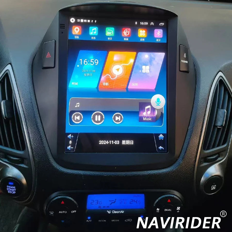 10.4inch Video Player Navigation GPS For Hyundai Tucson IX35 2009-2015 Android 15 Car Mult