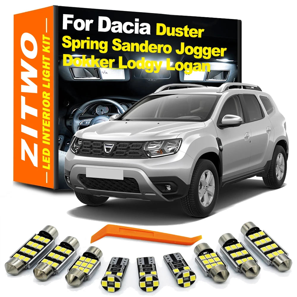 ZITWO No Error LED Interior Dome Map Light Kit For Dacia Duster Sandero Jogger Lodgy Dokker Logan Spring I II MK1 MK2 MKI MKII