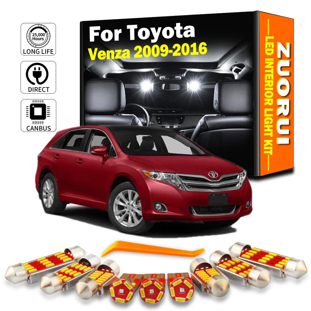 15-Piece LED Interior Light Kit for Toyota Venza 2009 - 2011 - Canbus Dome Map Door Trunk Bulbs | AUTOKITSHOP