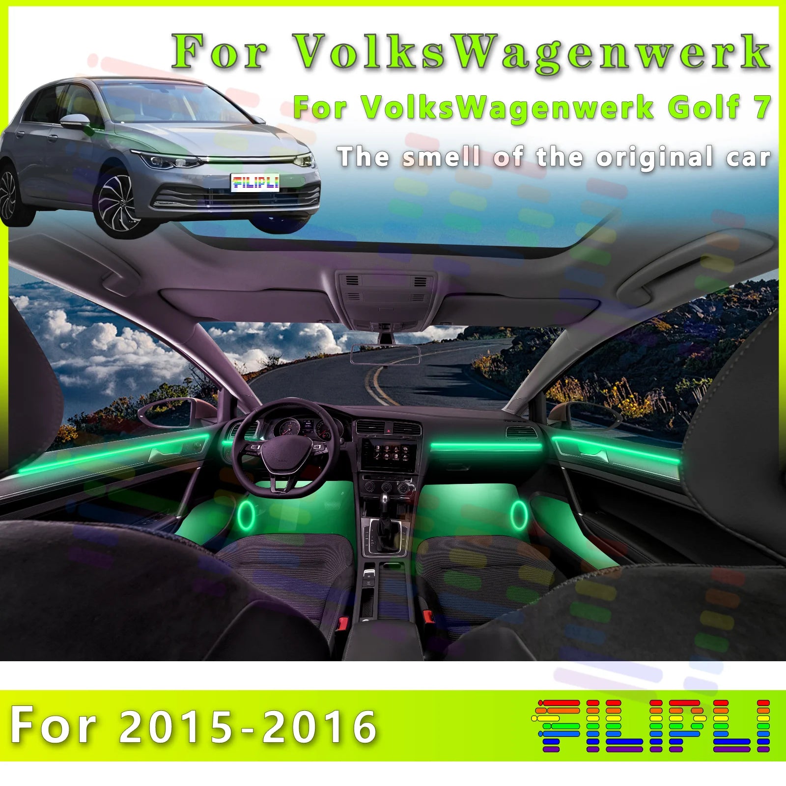 RGB - Ambient Light - for VW 2015-2016 - App Control - Car Interior Lighting | AUTOKITSHOP