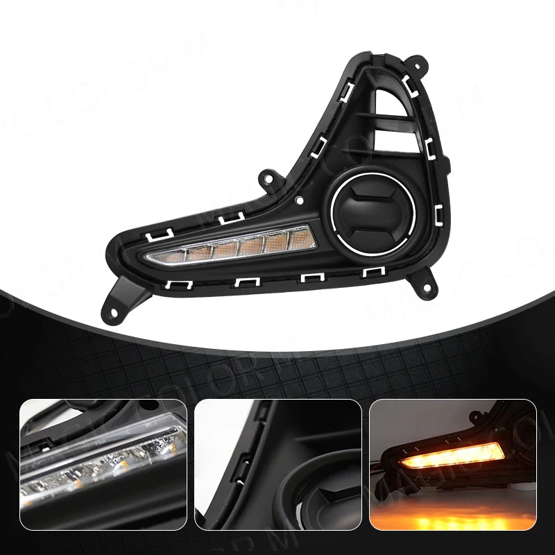 For Hyundai Grand I10 2017 2018 2019 DRL Daytime Running Light LED Fog Lamp Turn Signal Ye | AUTOKITSHOP