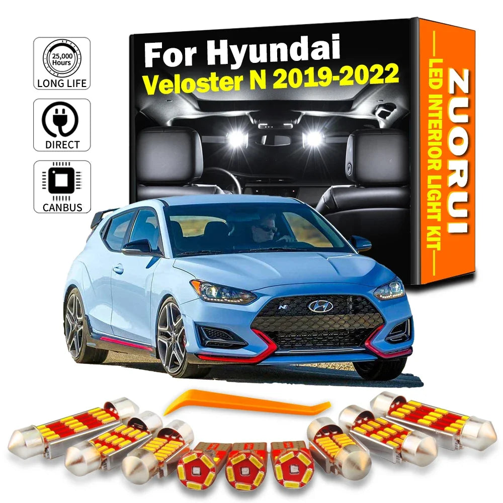 11-Piece LED Interior Light Kit for Hyundai Veloster N - Canbus Error-Free Bulbs | AUTOKITSHOP