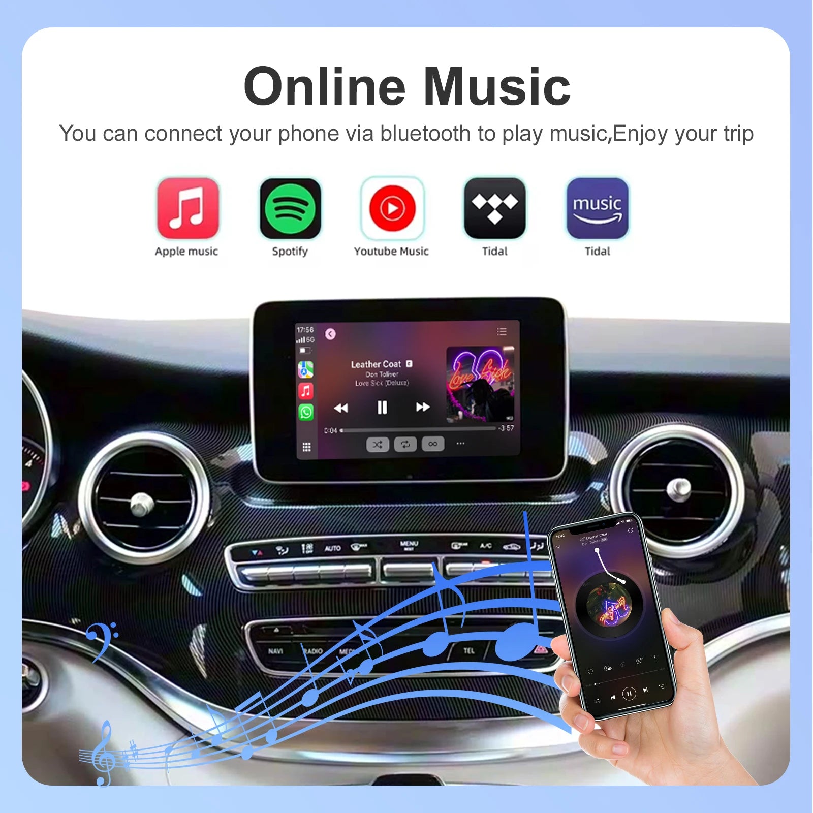 Wireless CarPlay Android Auto For Mercedes Benz V Class W447 V250 V260 with AirPlay Mirror