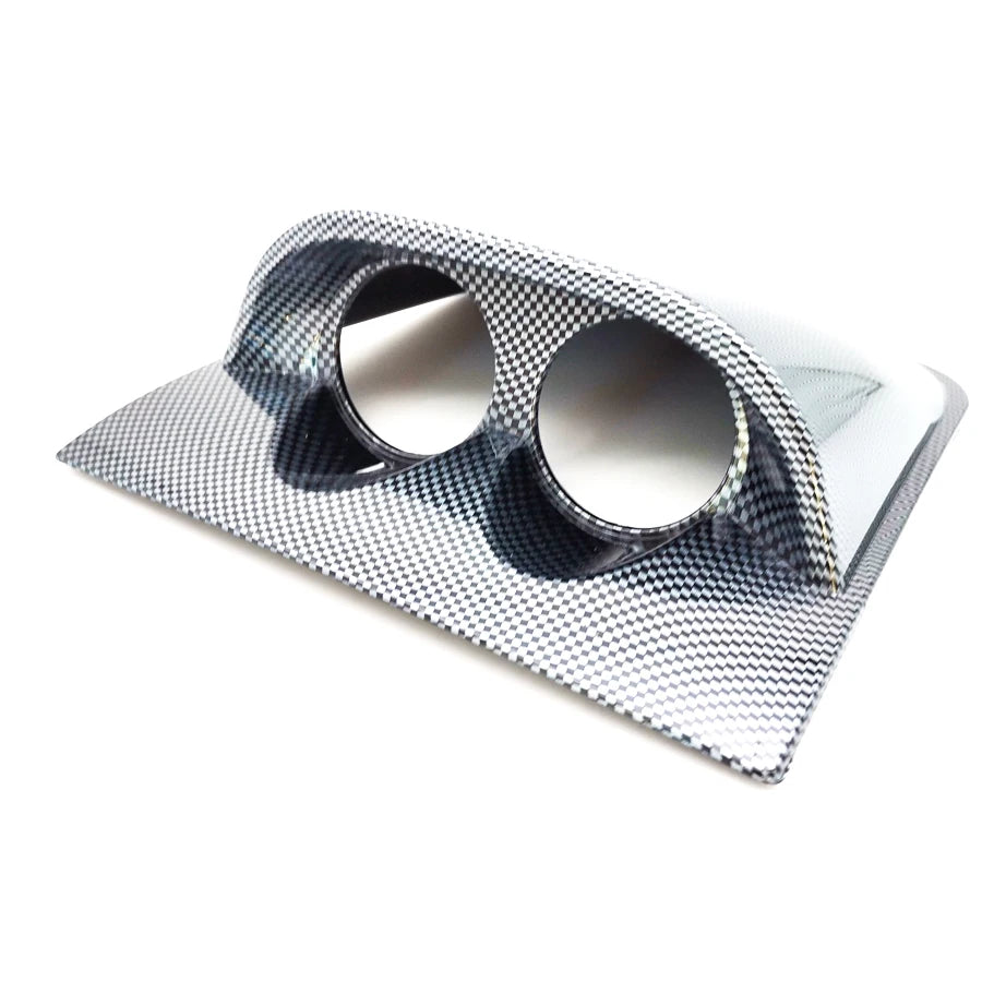 52mm Carbon Fiber Look Dual Hole Pod Car Dashboard Gauge Dash Meter Mount Holder