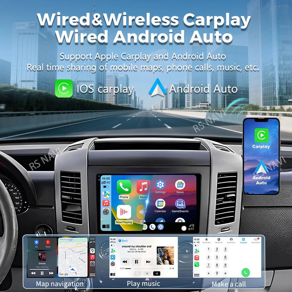 Android 16 For Benz Sprinter Volkswagen Crafter 2006 - 2016 2K QLED Android Car Radio Mult