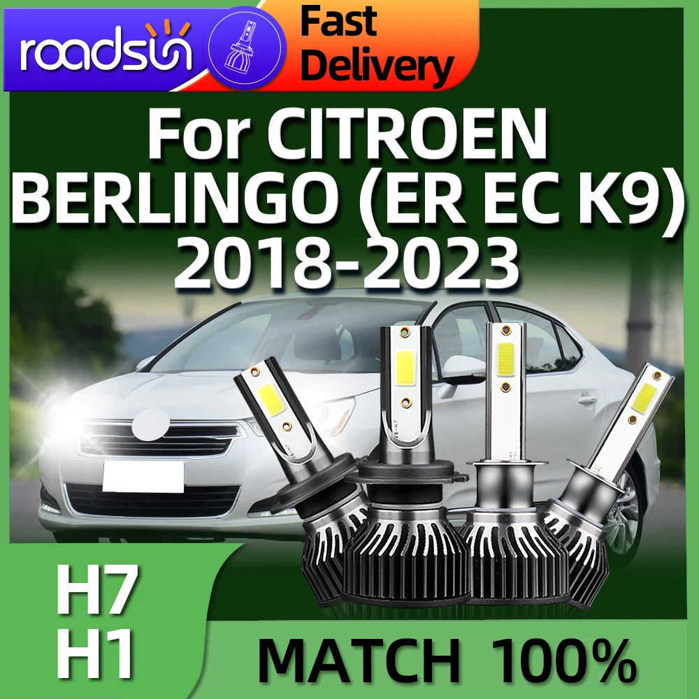 30000lm 6000k Car LED Headlight H7 H1 Light Bulbs Kit For CITROEN BERLINGO ER EC K9 2018 2
