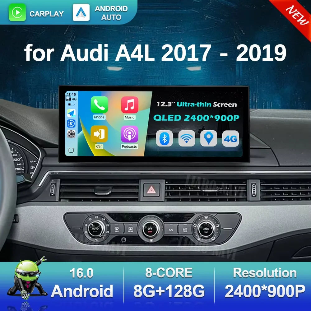 Android 16 System for Audi A4L 2017 - 2019 Car Multimedia Radio Video Player GPS Navi Auto