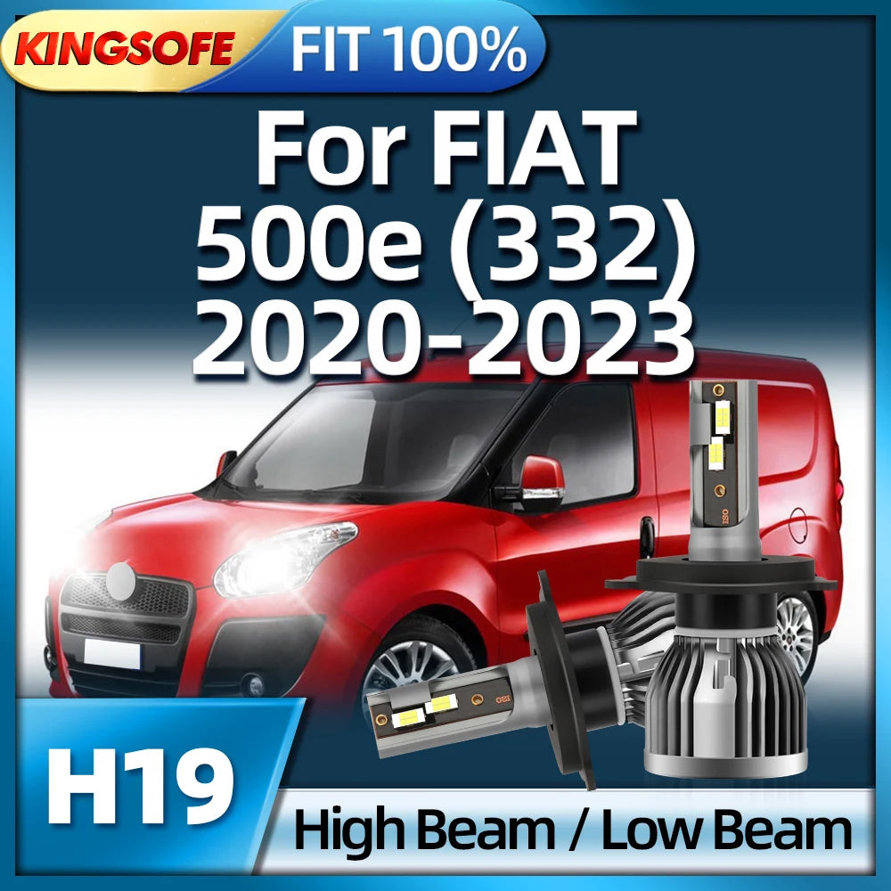 KINGSOFE 2PCS LED Car Headlight 26000LM H19 6000K Bulb Auto Headlamp Hi/Lo For FIAT 500e (