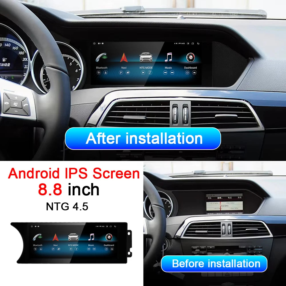 8.8inch Android 14 Car Multimedia Radio Player For Mercedes Benz C Class 11-15 W204 S204 W