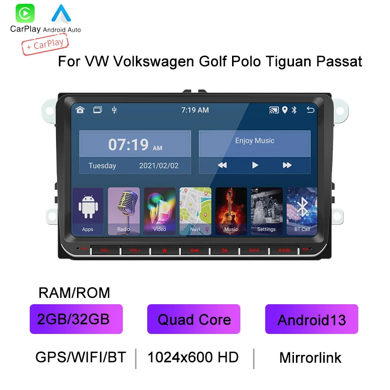 BQCC 9093 9" Car Player For VW Volkswagen Golf Polo Tiguan Passat Mirrorlink WIFI GPS BT Wireless Carplay Quad/Octa Core IPS RDS
