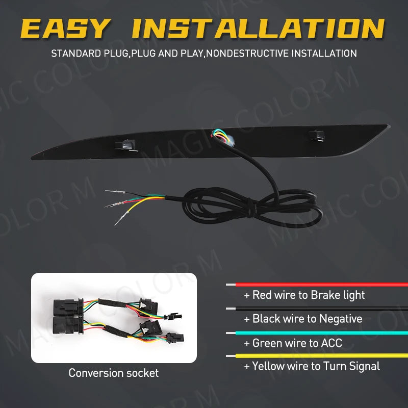 For Tesla Model 3 Model Y 2018 2019 2020 2021 2022 Led Rear Bumper Reflector 3 Functions B | AUTOKITSHOP