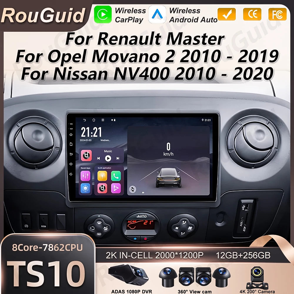 Car Radio Carplay For Renault Master 3 Nissan NV400 Opel Movano 2010-2021 Multimedia Playe | AUTOKITSHOP