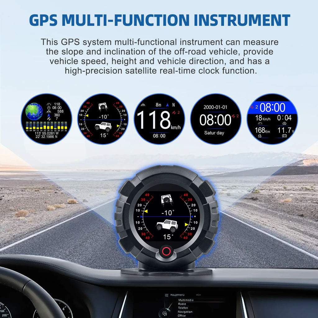 AD X95 Head Up Display GPS HUD Slope Meter Accessories HUD Auto Electronic Speedometer MPH KMH S - Automotive LED Light