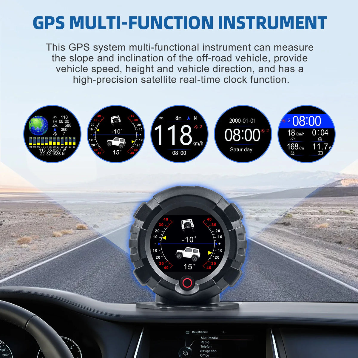 AD X95 Head Up Display GPS HUD Slope Meter Accessories HUD Auto Electronic Speedometer MPH KMH S - Automotive LED Light