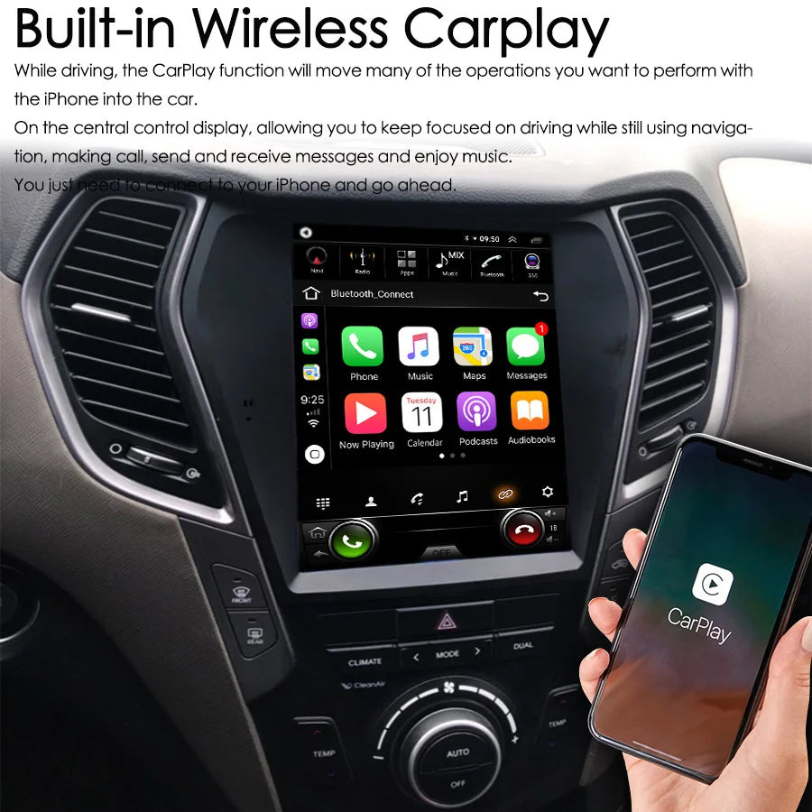 10.4" Android Car Radio For Hyundai Santa Fe 2013 2014 2015 2018 IX45 Auto Navigation GPS
