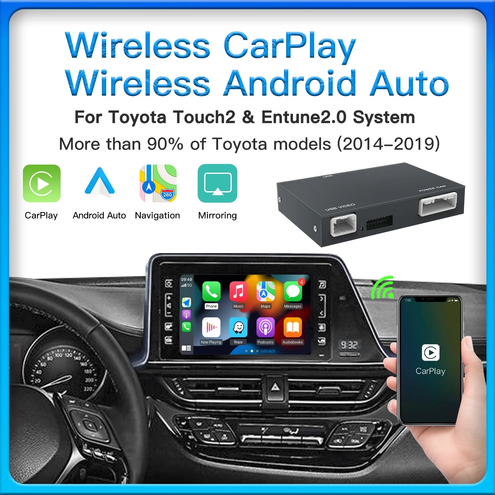 Wireless Carplay Android Auto For TOYOTA CHR Corolla Camry Auris prius RAV4 Avensis Highla
