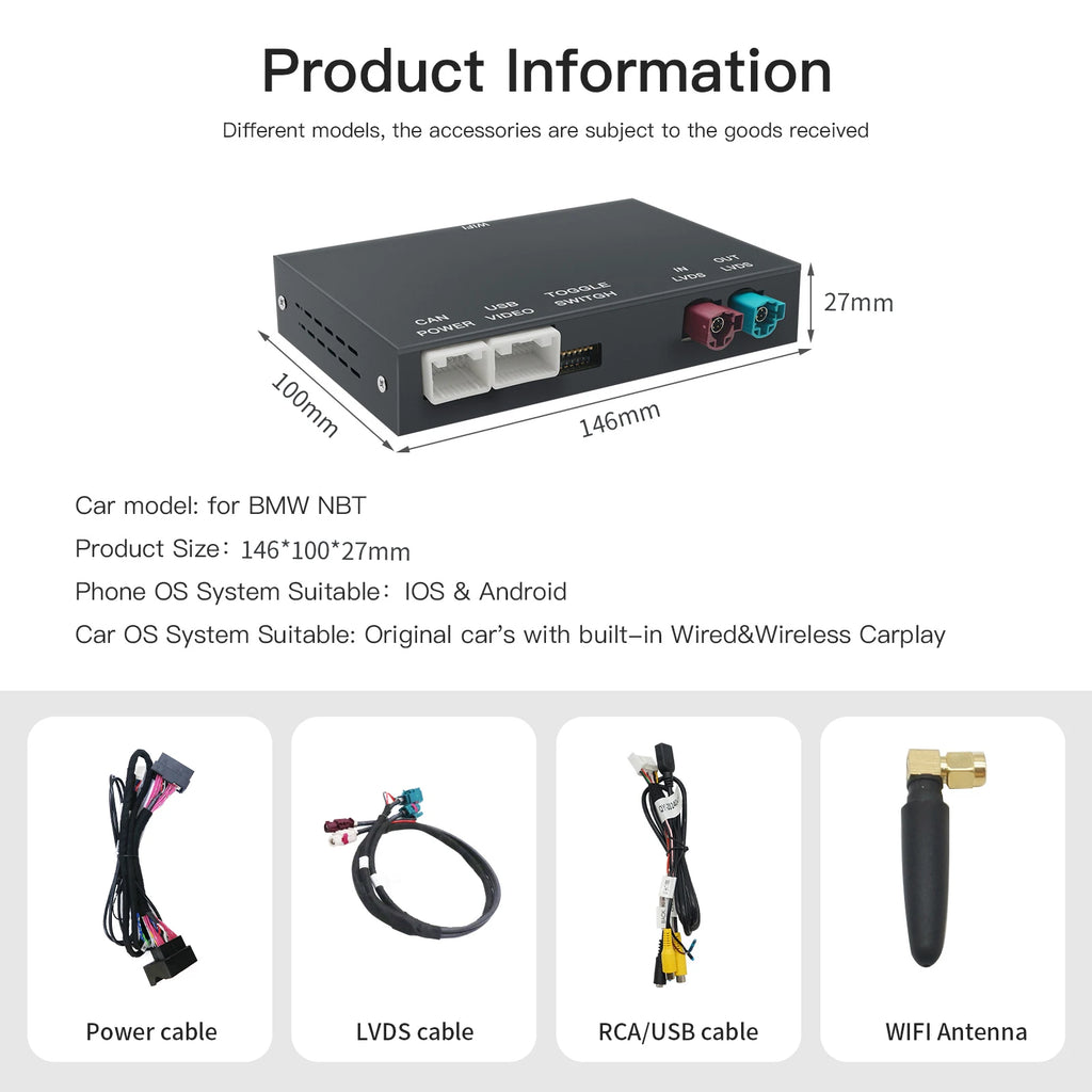 Wireless CarPlay & Android Auto Mirror Link Functions Decoder For BMW X3 F25 G01 NBT/CIC S